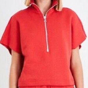 Good American crop zip front chunky sweatshirt